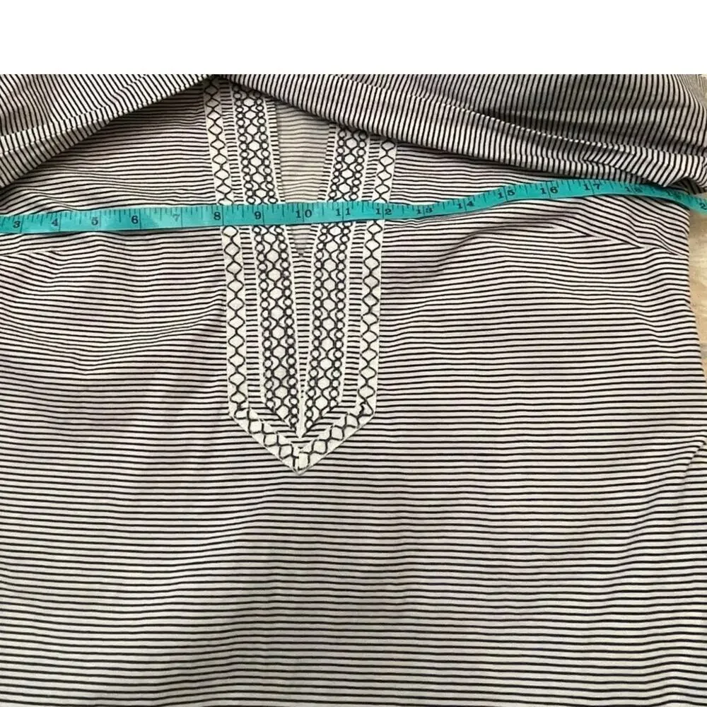 Tory Burch Striped Embroidered Tunic Top Sz 10 | Boho Resort